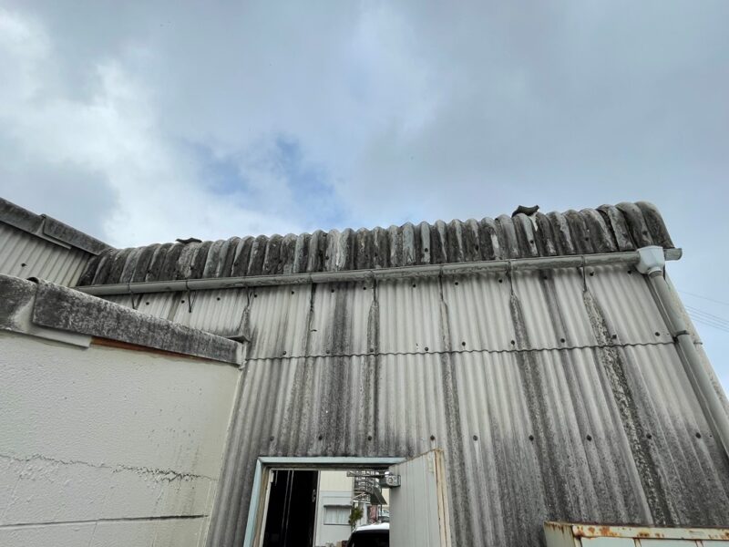 アスベスト混入屋根材から雨漏れ