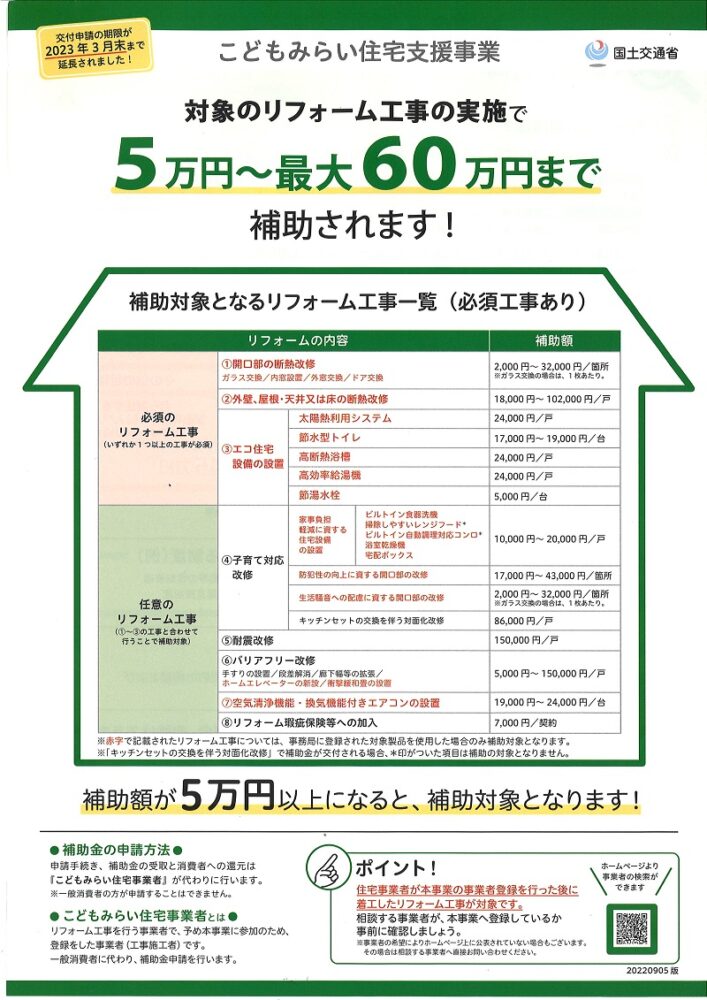 こどもみらい住宅支援事業　リフォーム