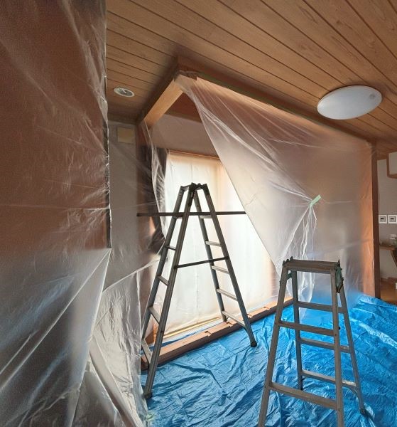 生活しながらの工事でも安心。しっかりと養生を行います。