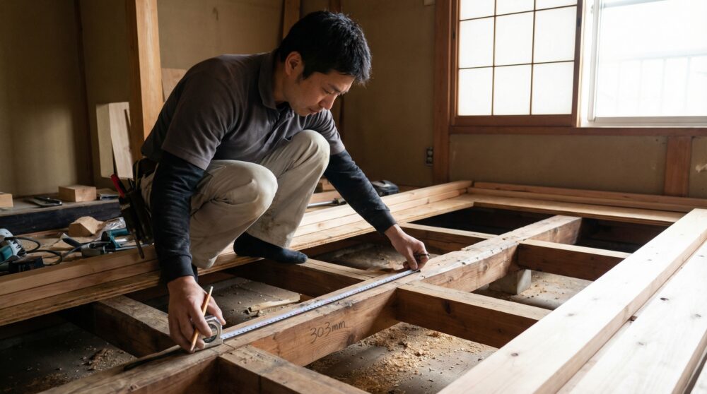 沈まない床を作る！DIYで挑む「根太張り」と「捨て張り（構造用合板）」の施工手順
