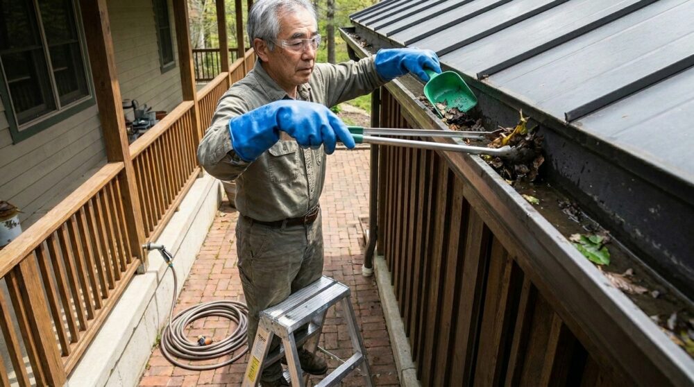 【DIY・メンテナンス】ゲリラ豪雨から家を守る！梅雨の晴れ間にやるべき「雨どい」安全チェックと掃除法