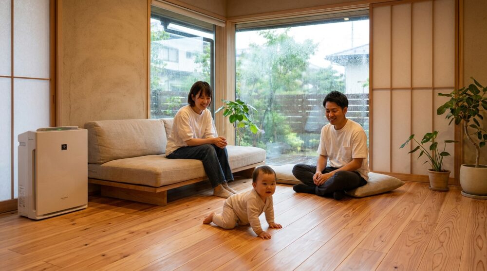 【建築技術】梅雨のジメジメを乗り切る！「ビニールクロス」と「和紙壁・漆喰」の圧倒的な調湿性の違い