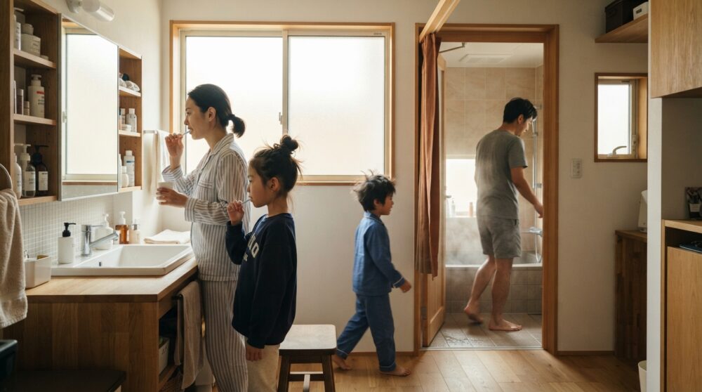 誰かがお風呂に入っていても気兼ねなく使える！「脱衣室と洗面室を分ける」分離間取りのメリット