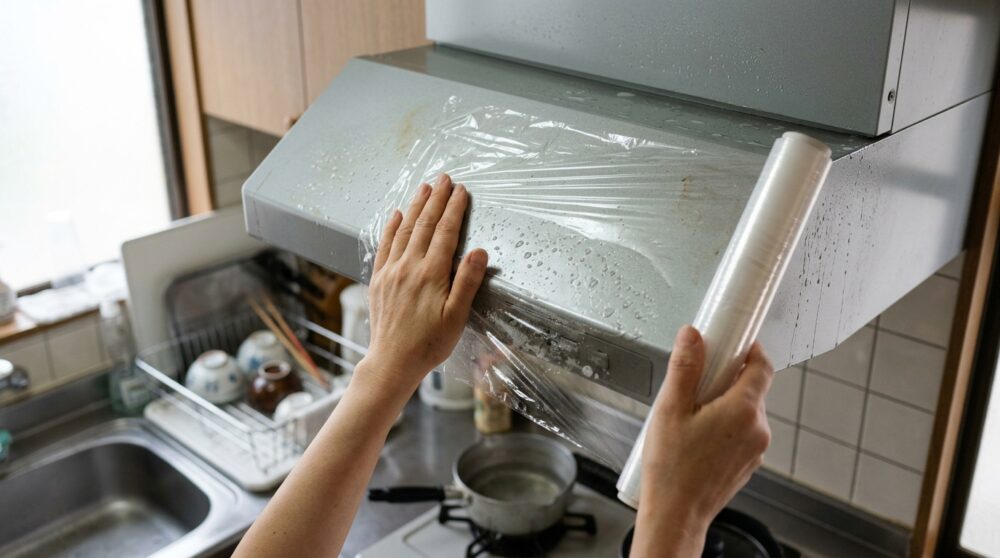 「換気扇のフードを強い洗剤でゴシゴシした結果、塗装が剥げた」これ、やりがちな失敗です。正しい洗い方を教えます。