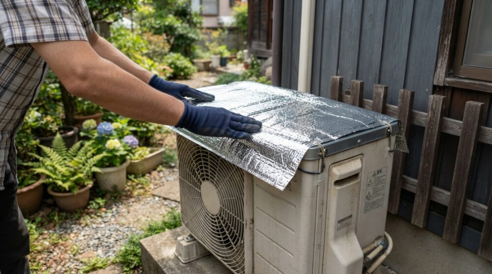 エアコンの設定温度を変えなくていいです。「室外機」を日陰にするだけで電気代が下がります