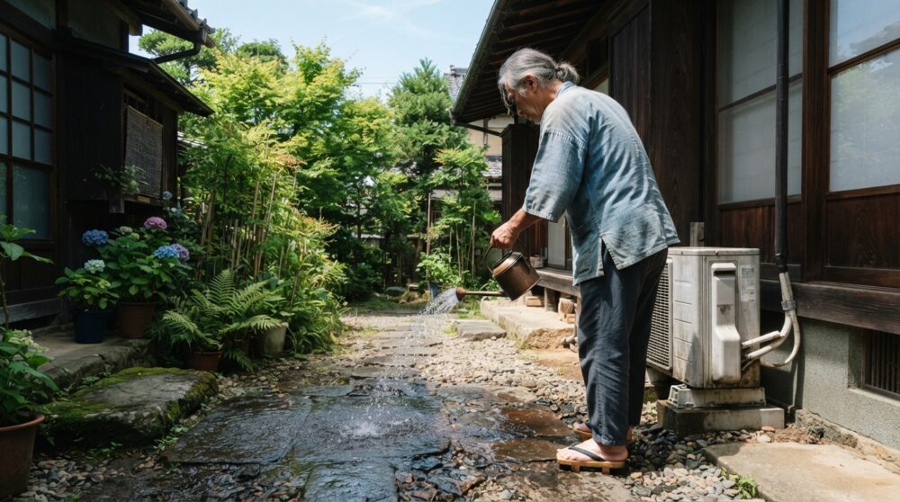 エアコンの設定温度を変えなくていいです。「室外機」を日陰にするだけで電気代が下がります