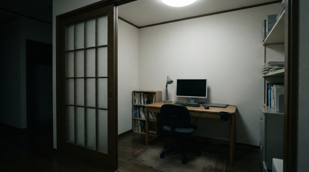 集中と家族の気配を両立！「ワークスペース（書斎）」で後悔しない『半個室（こもり感）』の壁高さと照明計画