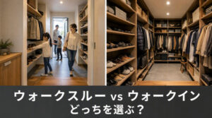 「シューズインクローゼット、ウォークスルーとウォークインどっちにすべきですか？」正直、家族の生活スタイルによって全然違います。