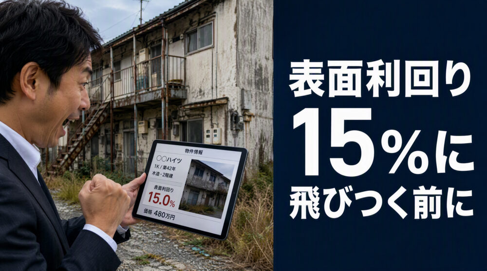 【不動産投資の話】「表面利回り15%」の物件を見て、すぐ動こうとしている方に言いたいこと