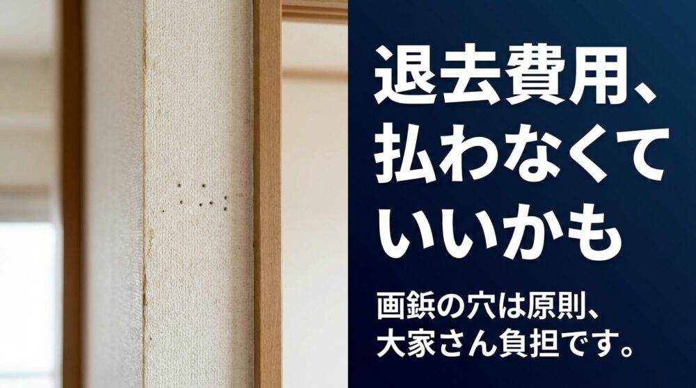 退去のとき「壁の修繕費払ってください」と言われたら、まず「何の傷ですか？」と聞いてください。