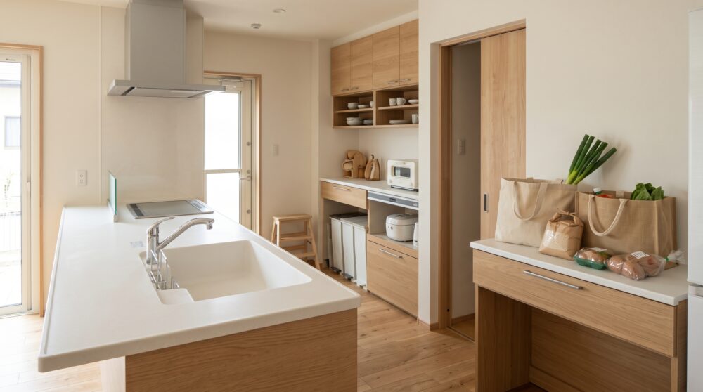 「ちょっと置く場所」がない家は散らかる!｜玄関・キッチン・洗面所に必要な一時置きスペース