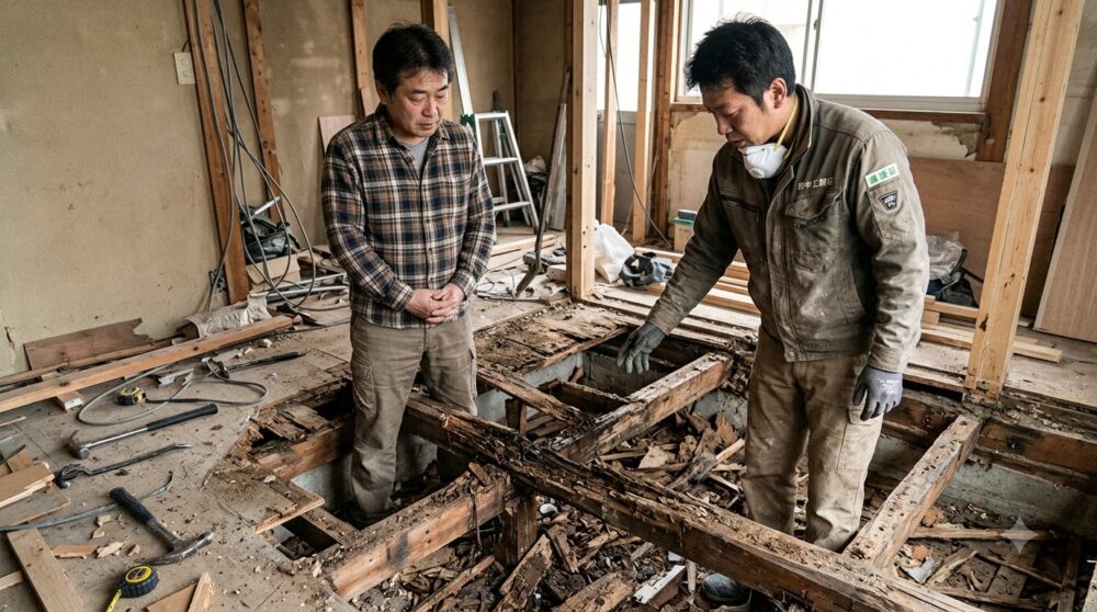 「解体してみたら、想定外の腐食が出てきました」その一言で、見積もりに50万円が追加されました。