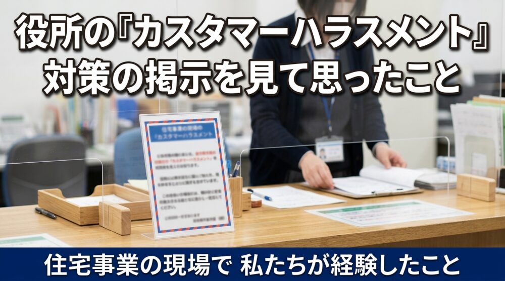 役所のカウンターに貼られた「カスハラ」の掲示を見て思うこと。住宅の仕事で、私たちが経験してきたこと