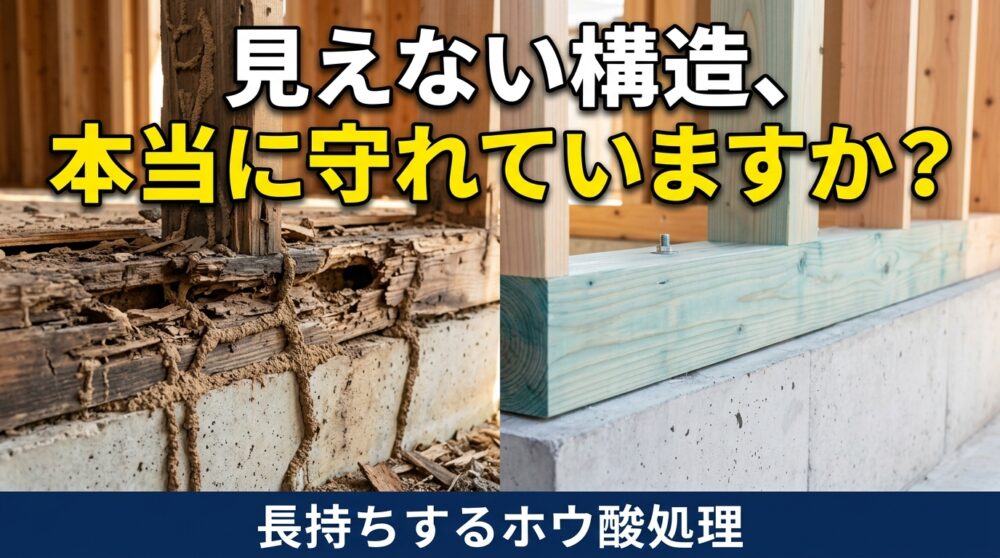 見えない構造部分、シロアリや腐れから本当に守れていますか？ 効果が長持ちする「ホウ酸塩（ボレート）処理」の話
